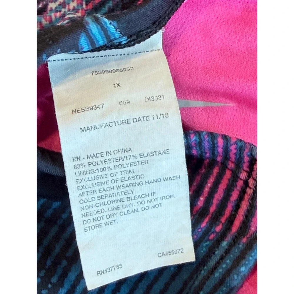 Nike Womens 1X One Piece Swimsuit Geometric Abstract Pink Blue